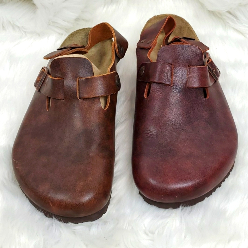 Birkenstock leather sandals slip on shoes men